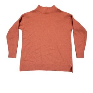 Uniqlo Womens Wool Blend Mock Neck Sweater Rust Orange Small 251-400465